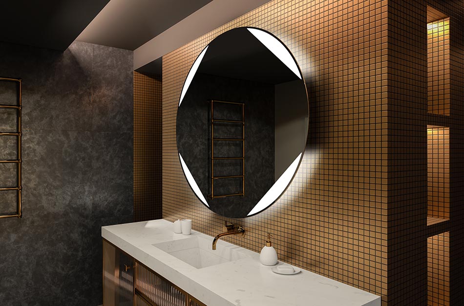 LED ogledalo okruglog oblika s rasvjetom idealnom za ambijentalni interijer | ARTFORMA