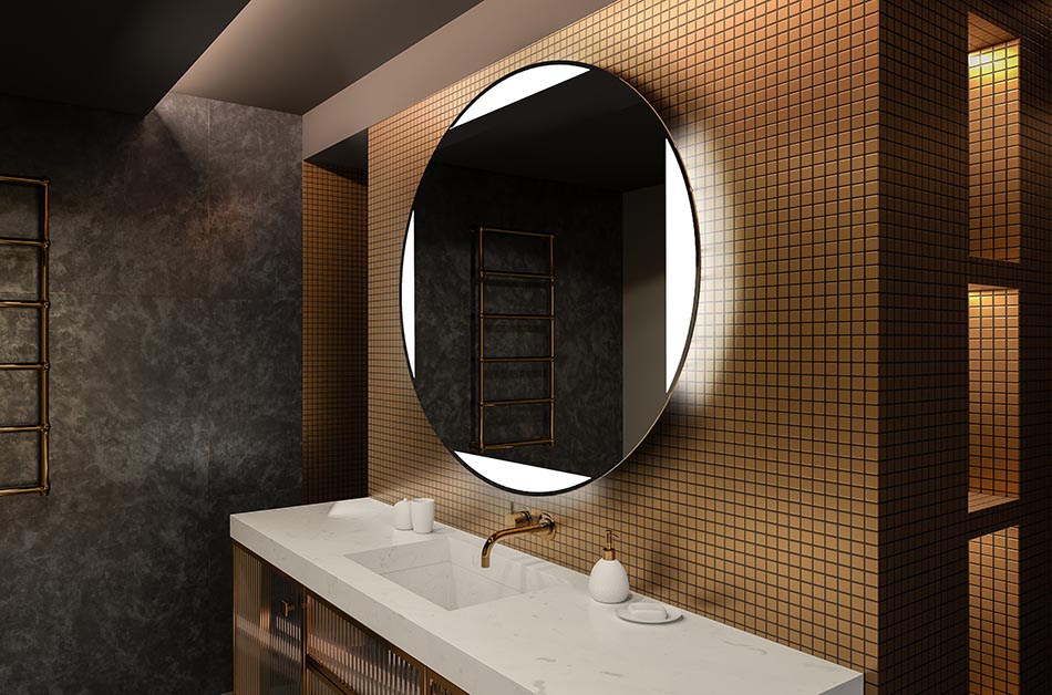 LED ogledalo okruglog oblika s rasvjetom idealnom za ambijentalni interijer | ARTFORMA