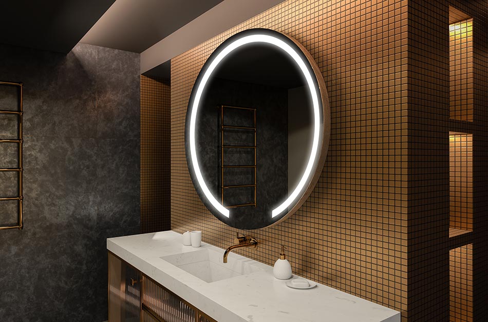 Moderno okruglo ogledalo s mekim LED svjetlom u premium stilu | ARTFORMA