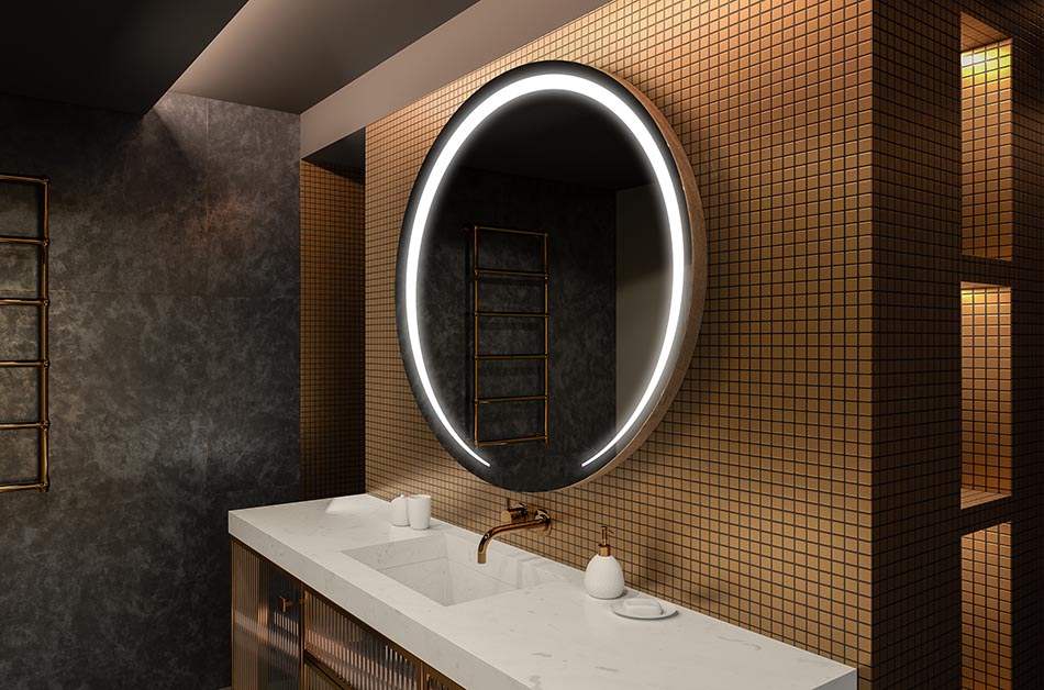 Moderno okruglo ogledalo s mekim LED svjetlom u premium stilu | ARTFORMA