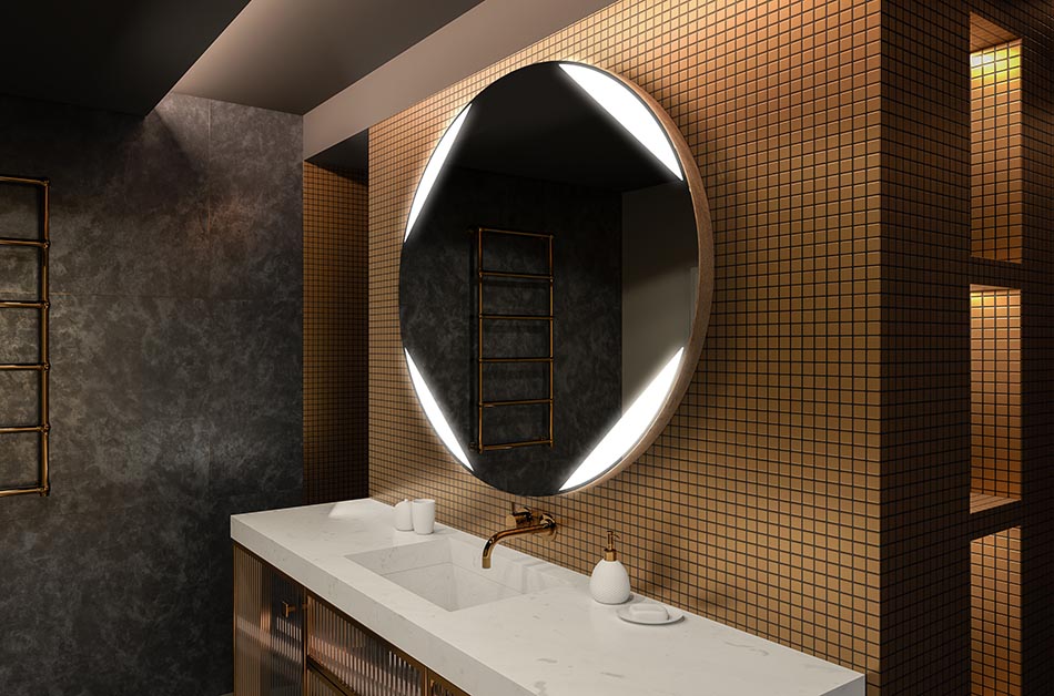 Moderno okruglo ogledalo s mekim LED svjetlom u premium stilu | ARTFORMA