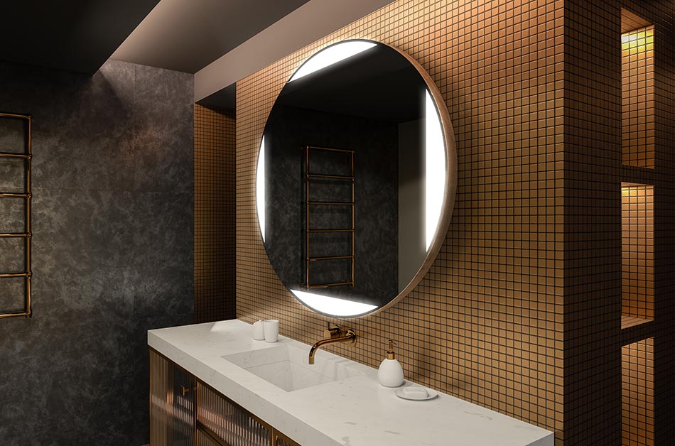 Moderno okruglo ogledalo s mekim LED svjetlom u premium stilu | ARTFORMA