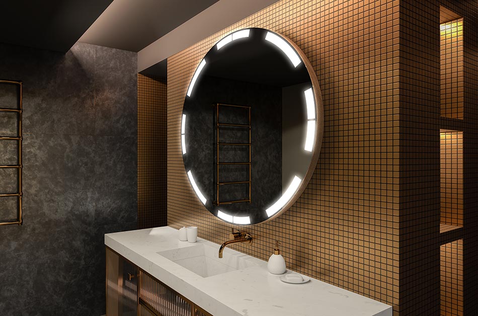 Moderno okruglo ogledalo s mekim LED svjetlom u premium stilu | ARTFORMA