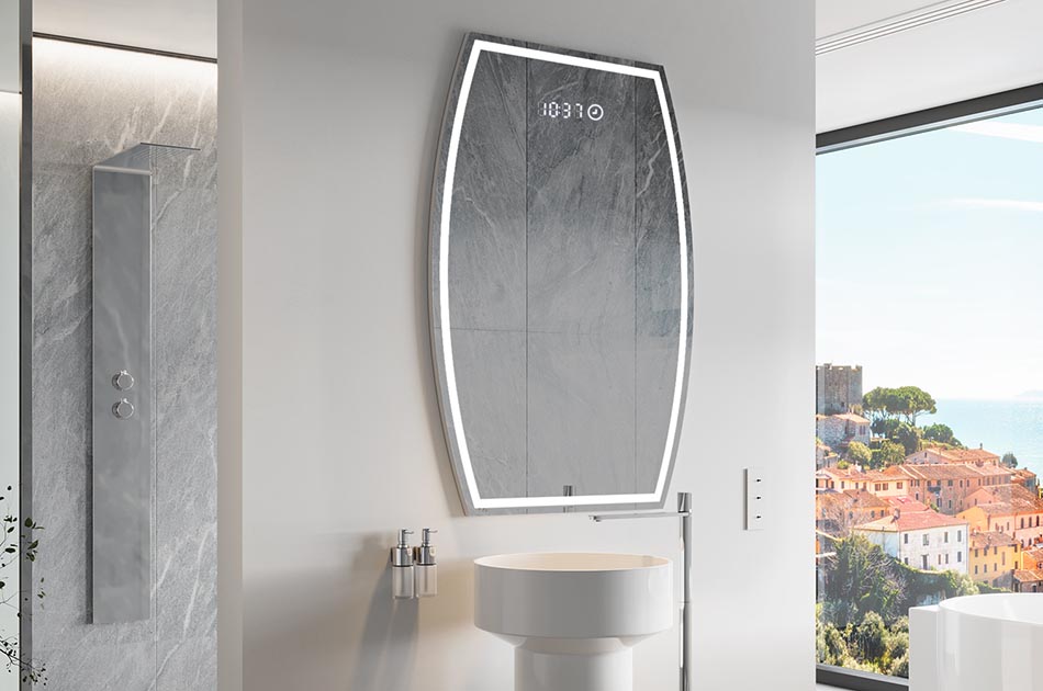 Nepravilno ogledalo s nježnim ambijentalnim osvjetljenjem za elegantan interijer | ARTFORMA