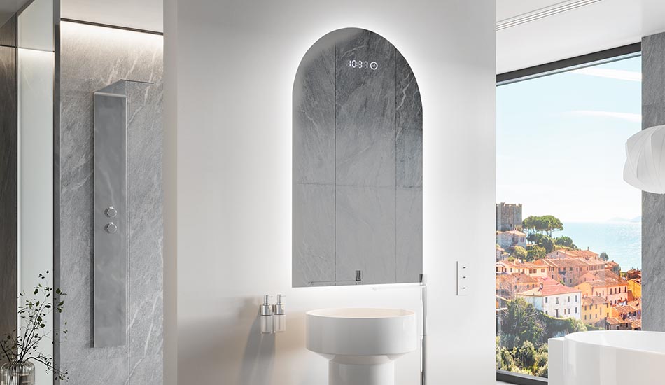 Nepravilno ogledalo s nježnim ambijentalnim osvjetljenjem za elegantan interijer | ARTFORMA