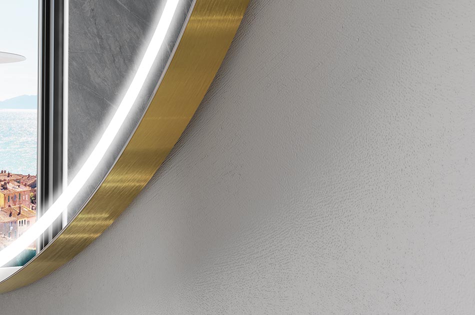 Nepravilno ogledalo s nježnim ambijentalnim osvjetljenjem za elegantan interijer | ARTFORMA