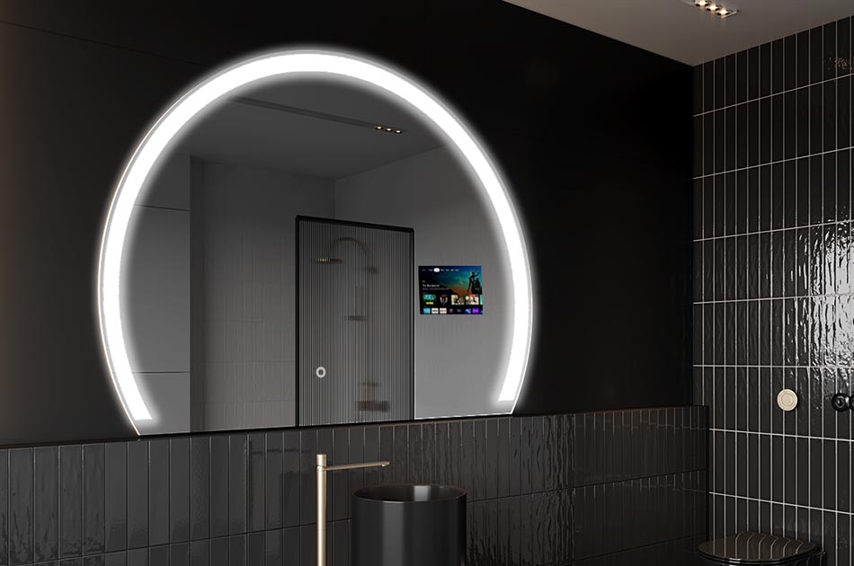 LED ogledalo nepravilnog oblika sa zaslonom za vrijeme i dodirnom pločom | ARTFORMA