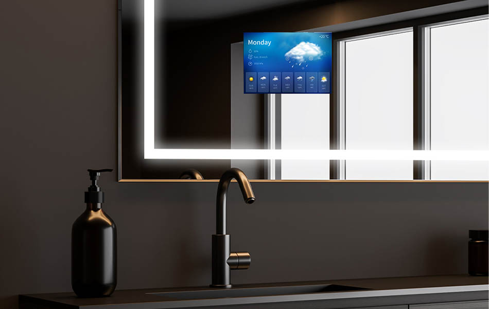 Na našim ogledalima za kupaonicu možete instalirati aplikaciju AccuWeather koja prikazuje trenutnu vremensku prognozu. To je najbolji izvor informacija koji svakodnevno koristi 1,5 milijarda ljudi. Ako ste upravo doznali da vrijeme neće biti dobro za duge šetnje... opustite se u vrućoj kupki uz omiljenu seriju. Topla voda, blaga LED rasvjeta i serija u visokoj rezoluciji garancija je uspješnog dana!