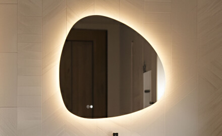 Neregularno ogledalo s osvjetljenjem, dvobojno, dodirni prekidač, grijaća podloga