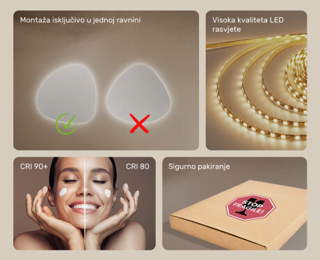 Ukrasna ogledala LED za zid 54x54cm s hladnim LED svjetlom 7000K, toplim svjetlom 3000K ili neutralnim svjetlom 4500K #5