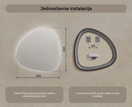 Ukrasna ogledala LED za zid 54x54cm s hladnim LED svjetlom 7000K, toplim svjetlom 3000K ili neutralnim svjetlom 4500K #7