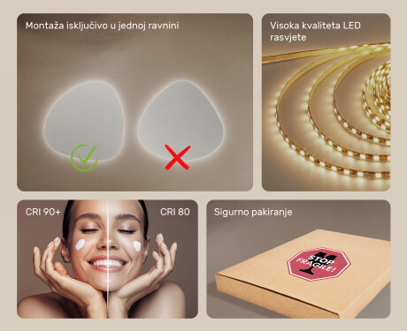 Ukrasna ogledala LED za zid 74x74cm s hladnim LED svjetlom 7000K, toplim svjetlom 3000K ili neutralnim svjetlom 4500K #5