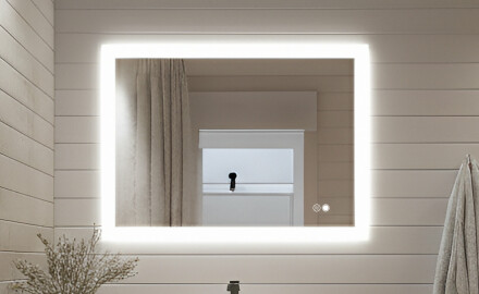 Pravokutno LED ogledalo za kupatilo 80x60 cm s Dual color, Dodirni prekidač, Grijaća prostirka