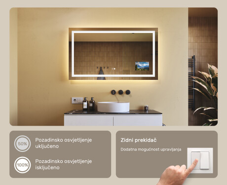Ogledalo s LED rasvjetom L15 120x80cm - SmartScreen, DualColor, Grijaća prostirka #6
