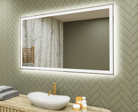 Ogledalo s LED rasvjetom 120x70cm s hladnim LED svjetlom 7000K, toplim svjetlom 3000K ili neutralnim svjetlom 4500K