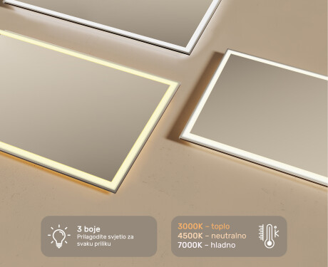 Ogledalo s LED rasvjetom 120x70cm s hladnim LED svjetlom 7000K, toplim svjetlom 3000K ili neutralnim svjetlom 4500K #3