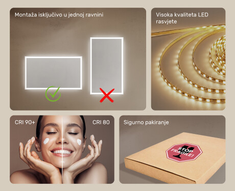 Ogledalo s LED rasvjetom 120x70cm s hladnim LED svjetlom 7000K, toplim svjetlom 3000K ili neutralnim svjetlom 4500K #5