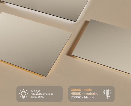 Ogledalo s LED rasvjetom 120x70cm s hladnim LED svjetlom 7000K, toplim svjetlom 3000K ili neutralnim svjetlom 4500K #3