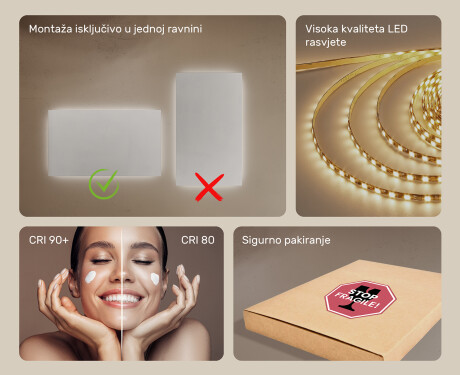Ogledalo s LED rasvjetom 120x70cm s hladnim LED svjetlom 7000K, toplim svjetlom 3000K ili neutralnim svjetlom 4500K #5