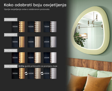 LED ogledalo nepravilne linije s lakiranim MDF okvirom L308 #5