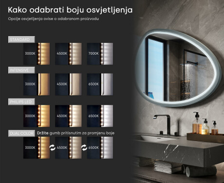 Asimetrično LED ogledalo s lakiranim MDF okvirom L310 #5