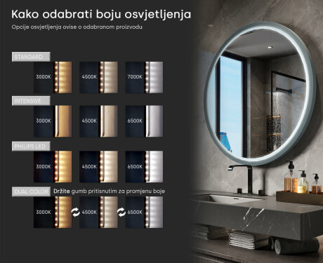 Okružno LED ogledalo u lakiranom MDF okviru L306 #5