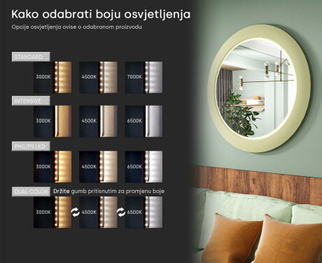 LED ogledalo s MDF-om u okruglom, lakiranom okviru L306 #5
