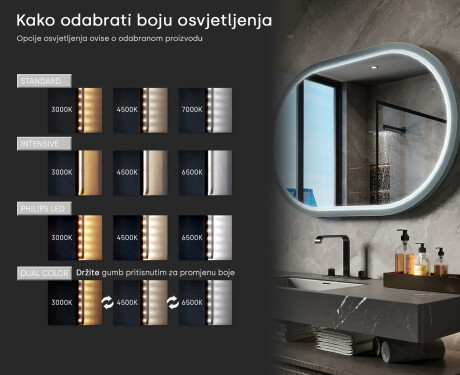 LED ogledalo u obliku stadiona s lakiranim MDF okvirom L307 #5
