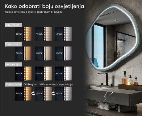 Romboidno LED ogledalo u lakiranom MDF okviru L309 #5