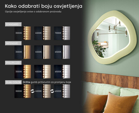 Dizajnersko LED ogledalo s MDF-om u geometrijskom obliku L309 #5