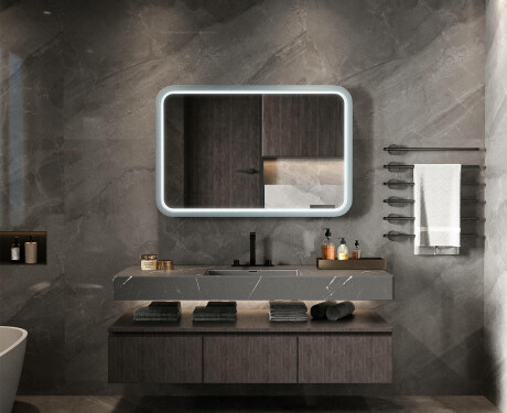 Zaobljeno LED ogledalo s lakiranim MDF okvirom L305 #2
