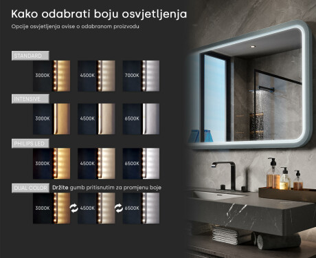 Zaobljeno LED ogledalo s lakiranim MDF okvirom L305 #5