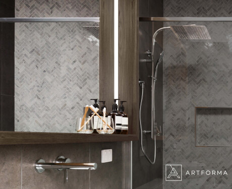 LED kupaoničko ogledalo s okvirom WoodenFrame u boji Oslo hrast #10