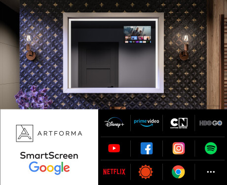 LED kupaoničko ogledalo s okvirom WoodenFrame u boji Oslo hrast #3