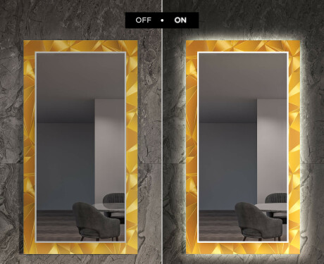 Ukrasno Zrcalo S LED Pozadinskim Osvjetljenjem Za Predvorje - Gold Triangles #7