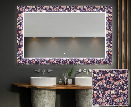 Dekorativno Ogledalo S Rasvjetom Za Kupaonicu - Elegant Flowers #1
