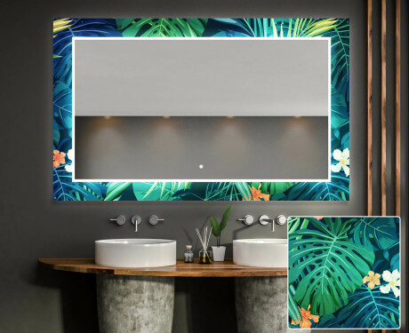 Podświetlane lustro dekoracyjne LED do łazienki - Tropical #1