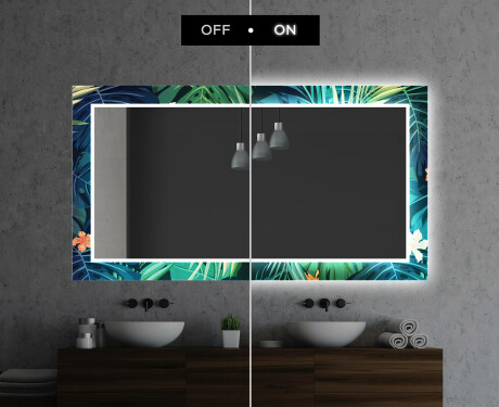 Podświetlane lustro dekoracyjne LED do łazienki - Tropical #7