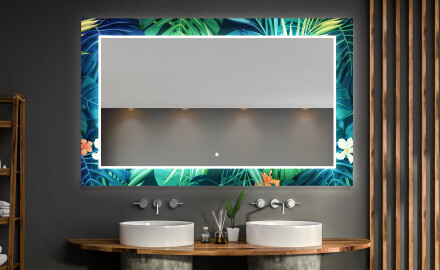 Podświetlane lustro dekoracyjne LED do łazienki - Tropical