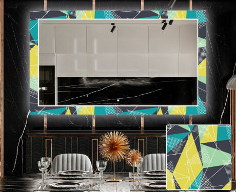 Ukrasno Zrcalo S LED Osvjetljenjem Za Blagovaonicu - Abstract Geometric #1