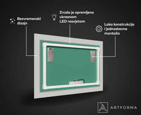Ukrasno Zrcalo S LED Osvjetljenjem Za Blagovaonicu - Abstract Geometric #3