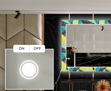 Ukrasno Zrcalo S LED Osvjetljenjem Za Blagovaonicu - Abstract Geometric #4