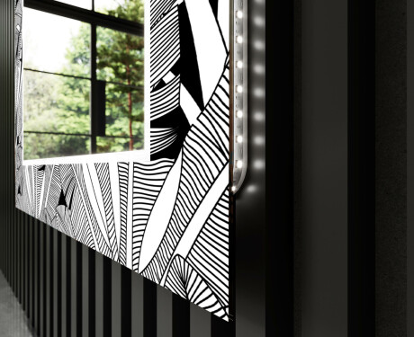 Ukrasno Zrcalo S LED Pozadinskim Osvjetljenjem Za Dnevnu Sobu - Black and white jungle #11