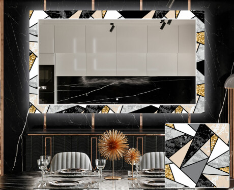 Ukrasno Zrcalo S LED Osvjetljenjem Za Blagovaonicu - Marble Pattern #1