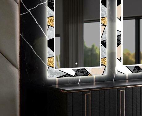 Ukrasno Zrcalo S LED Osvjetljenjem Za Blagovaonicu - Marble Pattern #11