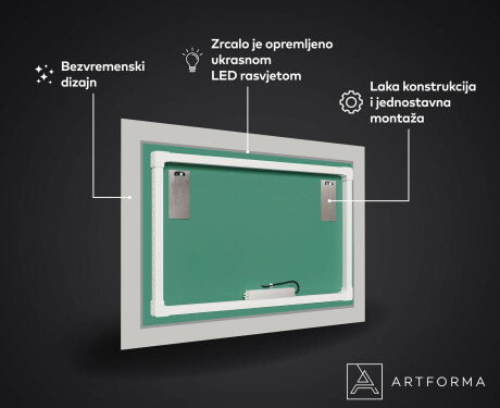 Ukrasno Zrcalo S LED Pozadinskim Osvjetljenjem Za Predvorje - Gold Triangles #3