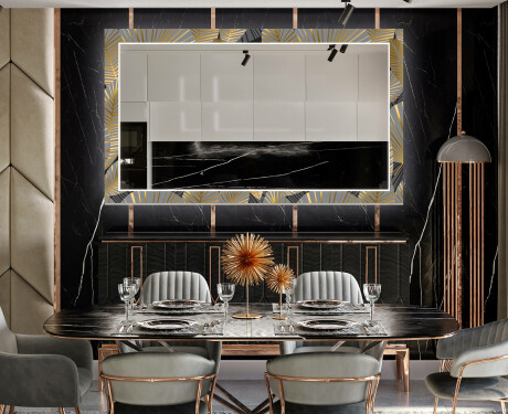 Ukrasno Zrcalo S LED Osvjetljenjem Za Blagovaonicu - Golden Leaves #12