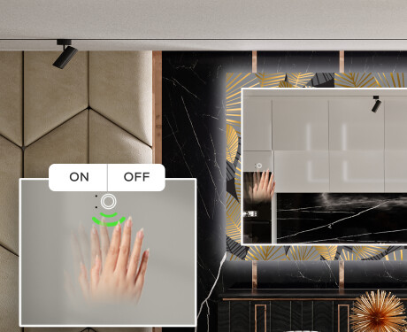 Ukrasno Zrcalo S LED Osvjetljenjem Za Blagovaonicu - Golden Leaves #5