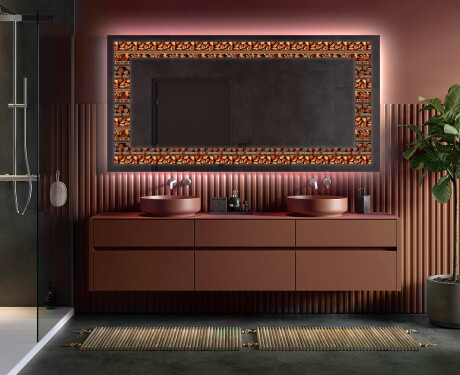 Dekorativno Ogledalo S Rasvjetom - Abstract Leaves #5