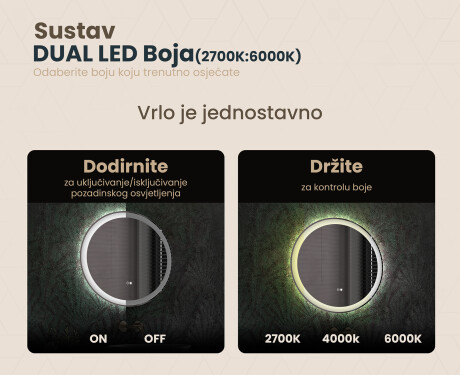 Ogledalo s LED rasvjetom 60cm s Dual color, Dodirni prekidač, Grijaća prostirka - L76 #3